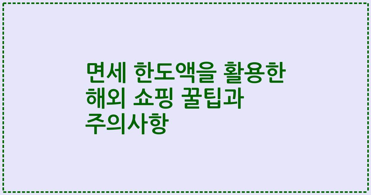 면세 한도액을 활용한 해외 쇼핑 꿀팁과 주의사항