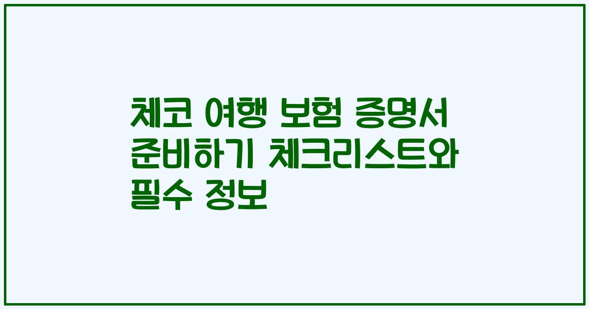 체코 여행 보험 증명서 준비하기 체크리스트와 필수 정보