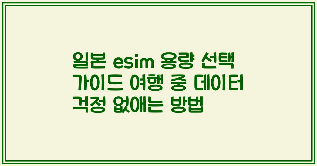 일본 esim 용량 선택 가이드 여행 중 데이터 걱정 없애는 방법