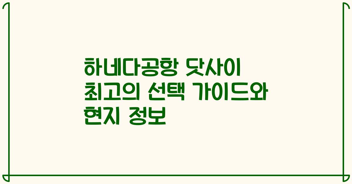 하네다공항 닷사이 최고의 선택 가이드와 현지 정보
