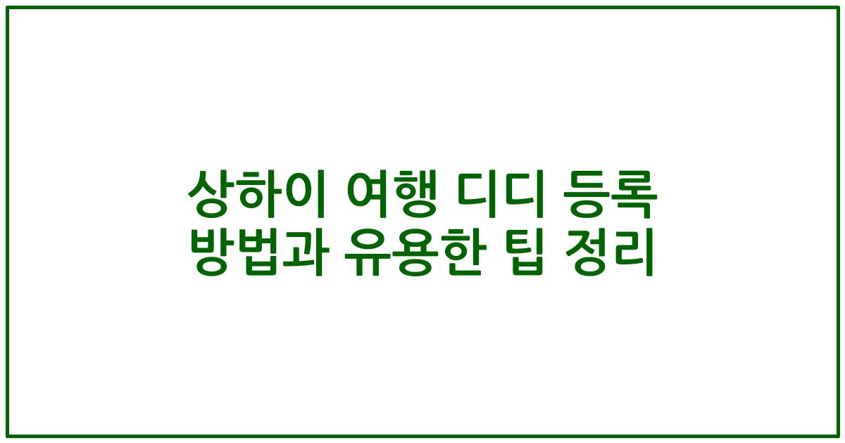 상하이 여행 디디 등록 방법과 유용한 팁 정리